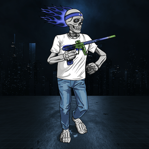 Adrenaline Skully NFT - Joker in Casual with Headband and Ring - Adrenaline